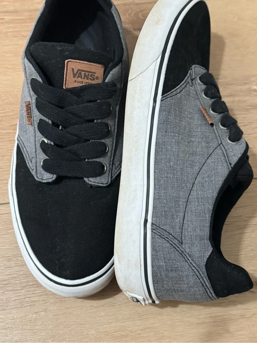 🛹Vans Men’s Atwood Deluxe Black & Gray Canvas Skater Shoes Sneakers 11